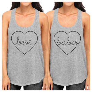 Best Babes BFF Matching Grey Tank Tops