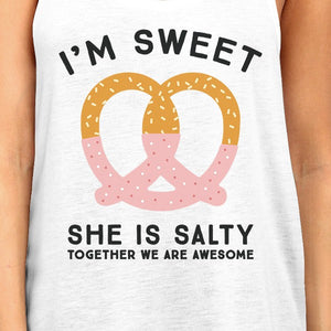 Sweet And Salty BFF Matching White Tank Tops