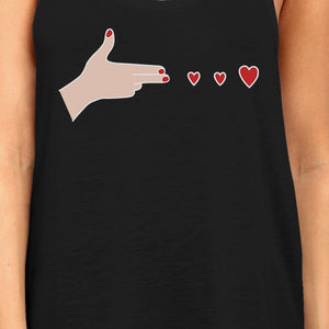 Gun Hands With Hearts BFF Matching Black Tank Tops