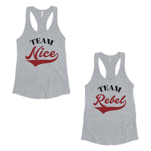 Team Nice Team Rebel Best Friend Tank Tops Womens Workout Tanks