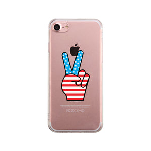 American Flag Peace Clear Phone Case - 365INLOVE