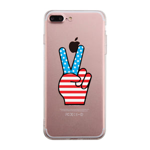 American Flag Peace Clear Phone Case - 365INLOVE