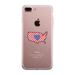 USA Map American Flag Clear Phone Case - 365INLOVE