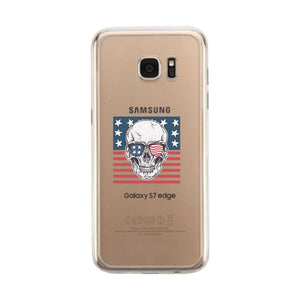 Skull American Flag Clear Phone Case - 365INLOVE