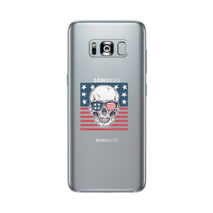 Skull American Flag Clear Phone Case - 365INLOVE