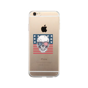 Skull American Flag Clear Phone Case - 365INLOVE