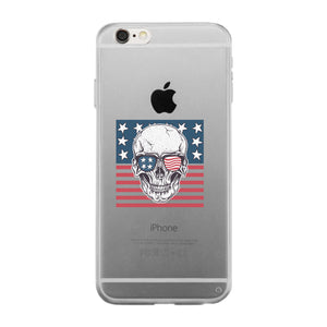 Skull American Flag Clear Phone Case - 365INLOVE