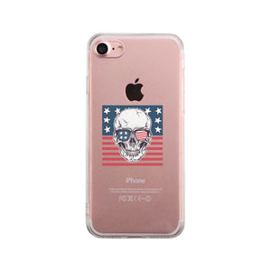 Skull American Flag Clear Phone Case - 365INLOVE