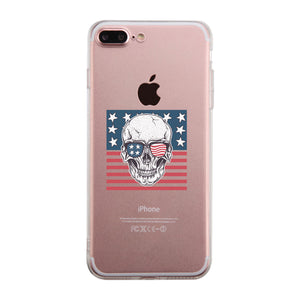 Skull American Flag Clear Phone Case - 365INLOVE