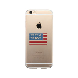 Free & Brave Us Flag Clear Phone Case - 365INLOVE