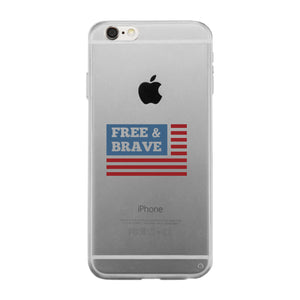 Free & Brave Us Flag Clear Phone Case - 365INLOVE