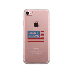 Free & Brave Us Flag Clear Phone Case - 365INLOVE