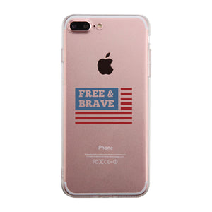 Free & Brave Us Flag Clear Phone Case - 365INLOVE