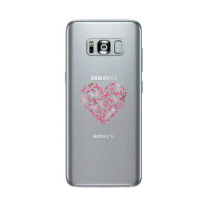 Pink Ribbon Heart Clear Phone Case