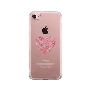 Pink Ribbon Heart Clear Phone Case