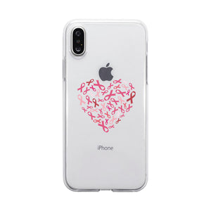 Pink Ribbon Heart Clear Phone Case