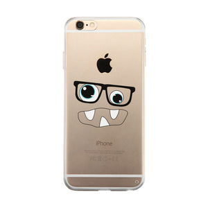 Monster With Glasses Clear Phone Case Funny Halloween Gift For Her