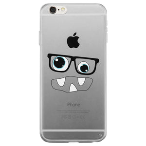 Monster With Glasses Clear Phone Case Funny Halloween Gift For Her