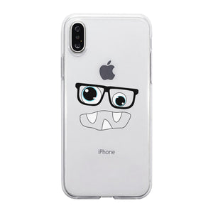 Monster With Glasses Clear Phone Case Funny Halloween Gift For Her