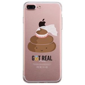 Poop Shit Just & Got Real Couples Matching Clear Phone Case