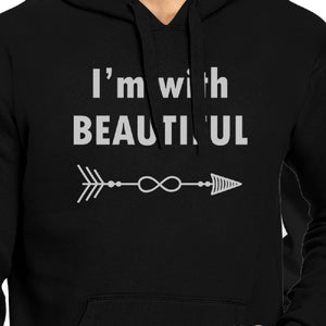 I'm With Beautiful And Handsome Matching Couple Black Hoodie