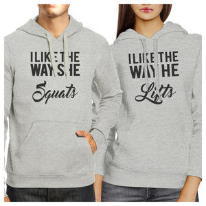 Squats Lifts Grey Matching Hoodies Pullover Workout Couple Gifts