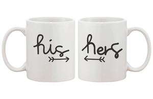 his and hers pointing arrow mugs by 365inlove