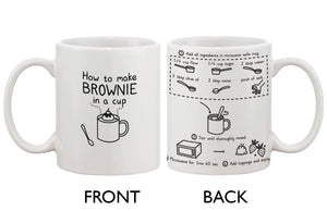 Cute Ceramic Coffee Mug - How to Make Brownie in a Cup - Cute Recipe Mug - 365INLOVE