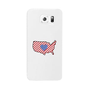 USA Map American Flag White Phone Case