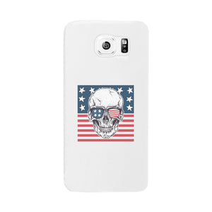 Skull American Flag White Phone Case