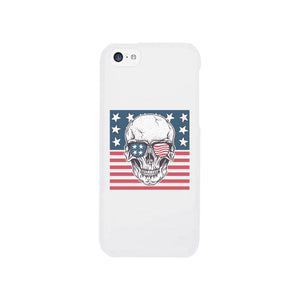 Skull American Flag White Phone Case