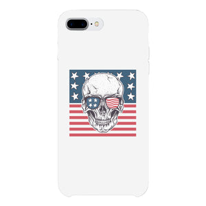 Skull American Flag White Phone Case