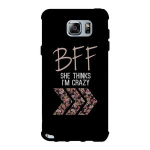 BFF Floral Crazy Best Friend Black Matching Phone Cases