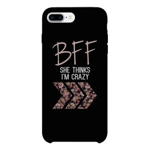 BFF Floral Crazy Best Friend Black Matching Phone Cases