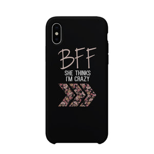 BFF Floral Crazy Best Friend Black Matching Phone Cases