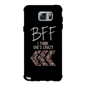 BFF Floral Crazy Best Friend Black Matching Phone Cases