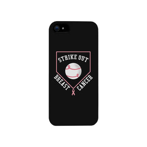 Strike Out Breast Cancer Baseball Black Phone Case