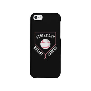 Strike Out Breast Cancer Baseball Black Phone Case