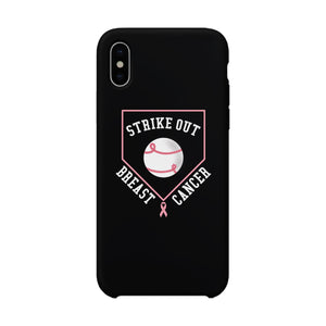 Strike Out Breast Cancer Baseball Black Phone Case