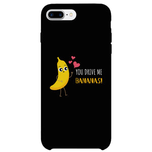 Bananas and Apple Matching Black Couple Phone Cases
