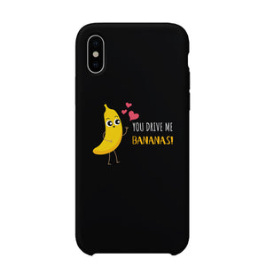 Bananas and Apple Matching Black Couple Phone Cases