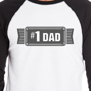 #1 Dad Mens Vintage Design Baseball T-Shirt Unique Gifts For Him - 365INLOVE