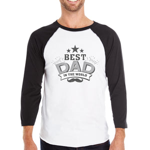 Best Dad In The World Mens 3/4 Sleeve Baseball Tee For Fathers Day - 365INLOVE