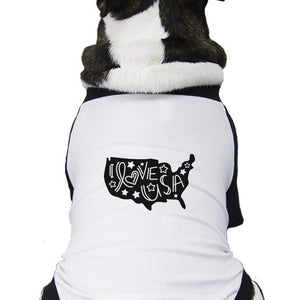 I Love USA Map 4th Of July Decorative Baseball Tee Small Dogs Only - 365INLOVE