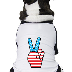 American Flag Peace Sign Independence Day Small Pets Baseball Tee - 365INLOVE