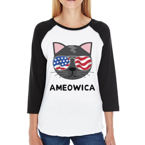 Ameowica Womens Graphic Baseball Shirt Gift For Independence Day - 365INLOVE