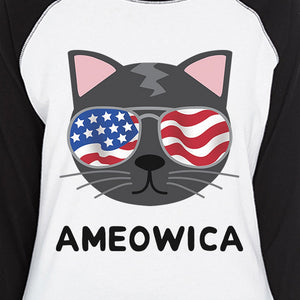 Ameowica Womens Graphic Baseball Shirt Gift For Independence Day - 365INLOVE