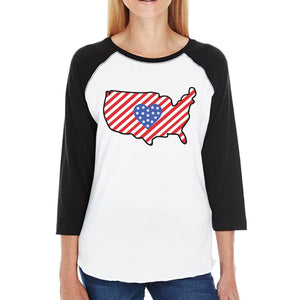 USA Map Womens Cotton Baseball Tee Cute Gift Idea For Army Wives - 365INLOVE