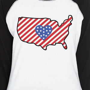 USA Map Womens Cotton Baseball Tee Cute Gift Idea For Army Wives - 365INLOVE