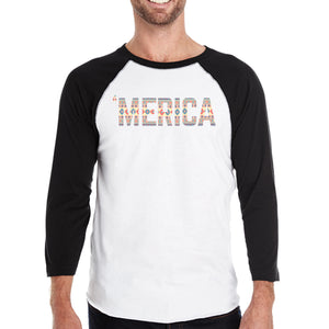 'Merica Mens Baseball Jersey For Independence Day Tribal Pattern - 365INLOVE